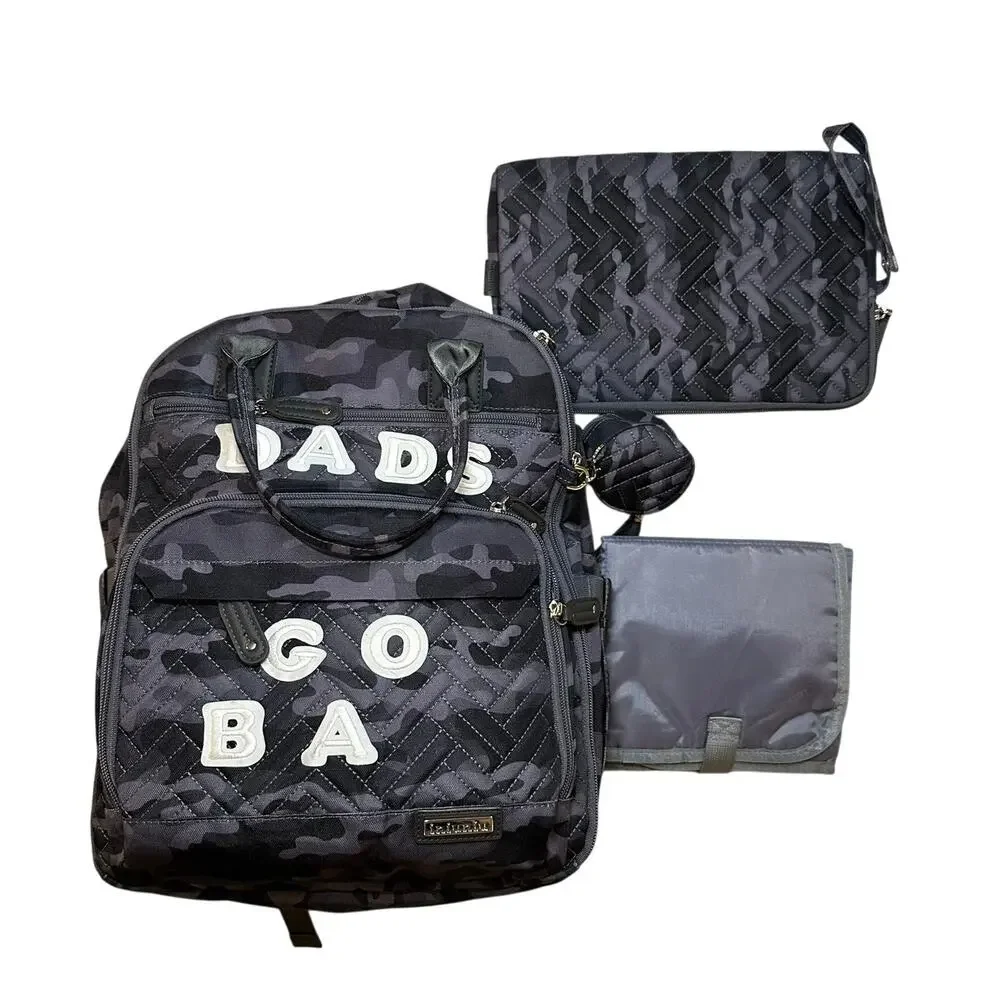 Iniuniu 4 in 1 Camo Diaper Bag Backpack Changing Pad NWOT New | Black Gray